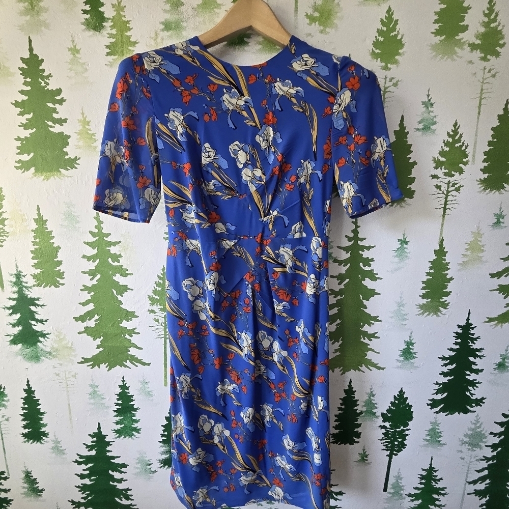 Whistles Floral Blue Silk Dress